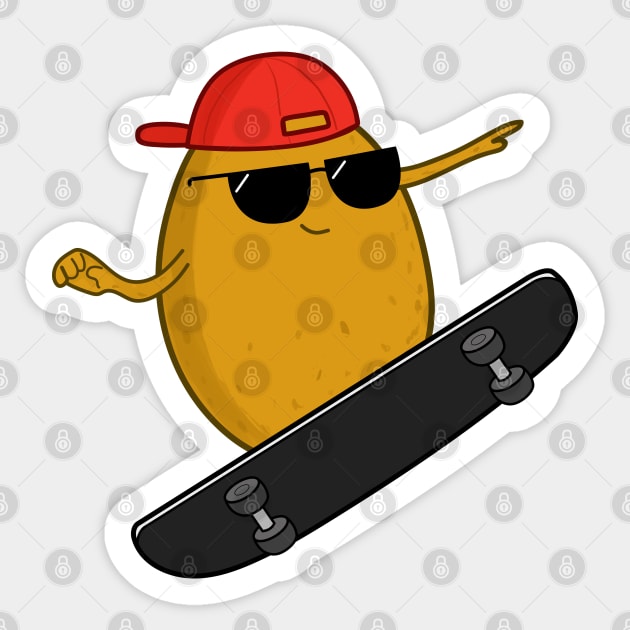 Skater Potato Sticker by cartoonbeing